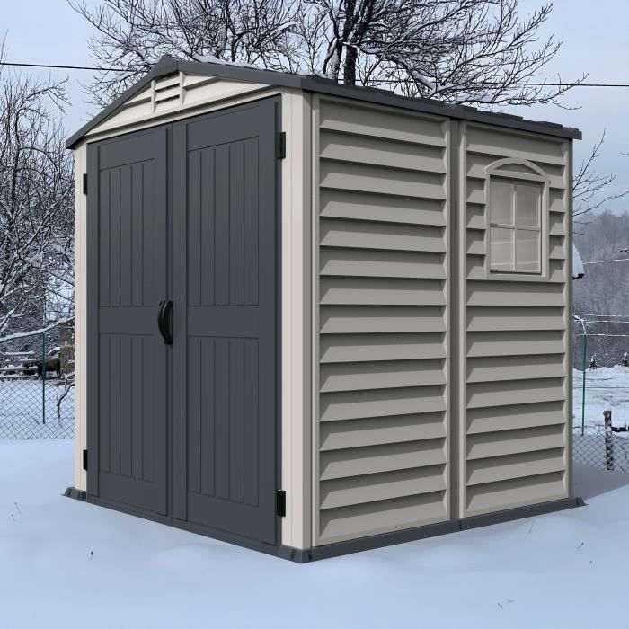 Garden shed - PVC - DURAMAX - 3.50 m² + Floor - Light grey / Anthracite - DUSTMATE66PR