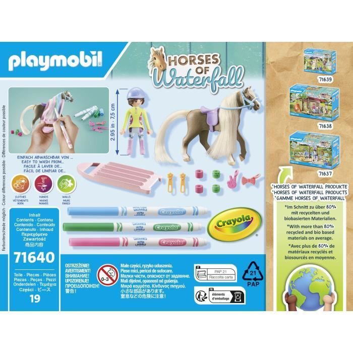 PLAYMOBIL 71640 Horsewoman with coloring horse mane, Horses of Waterfall, 19 pieces, Ages 5+