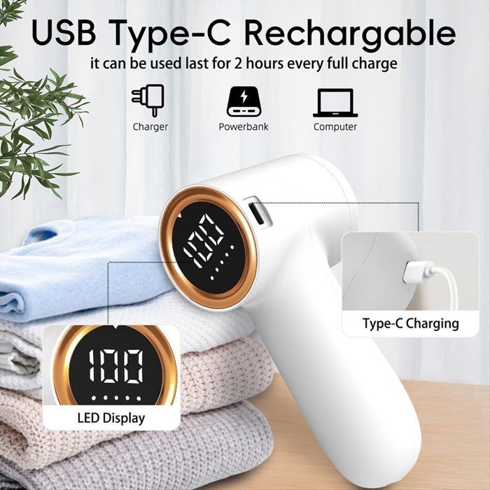 Fusselentferner für Kleidung mit LED-Anzeige, USB-aufladbarer Abwickler, Fusselentferner