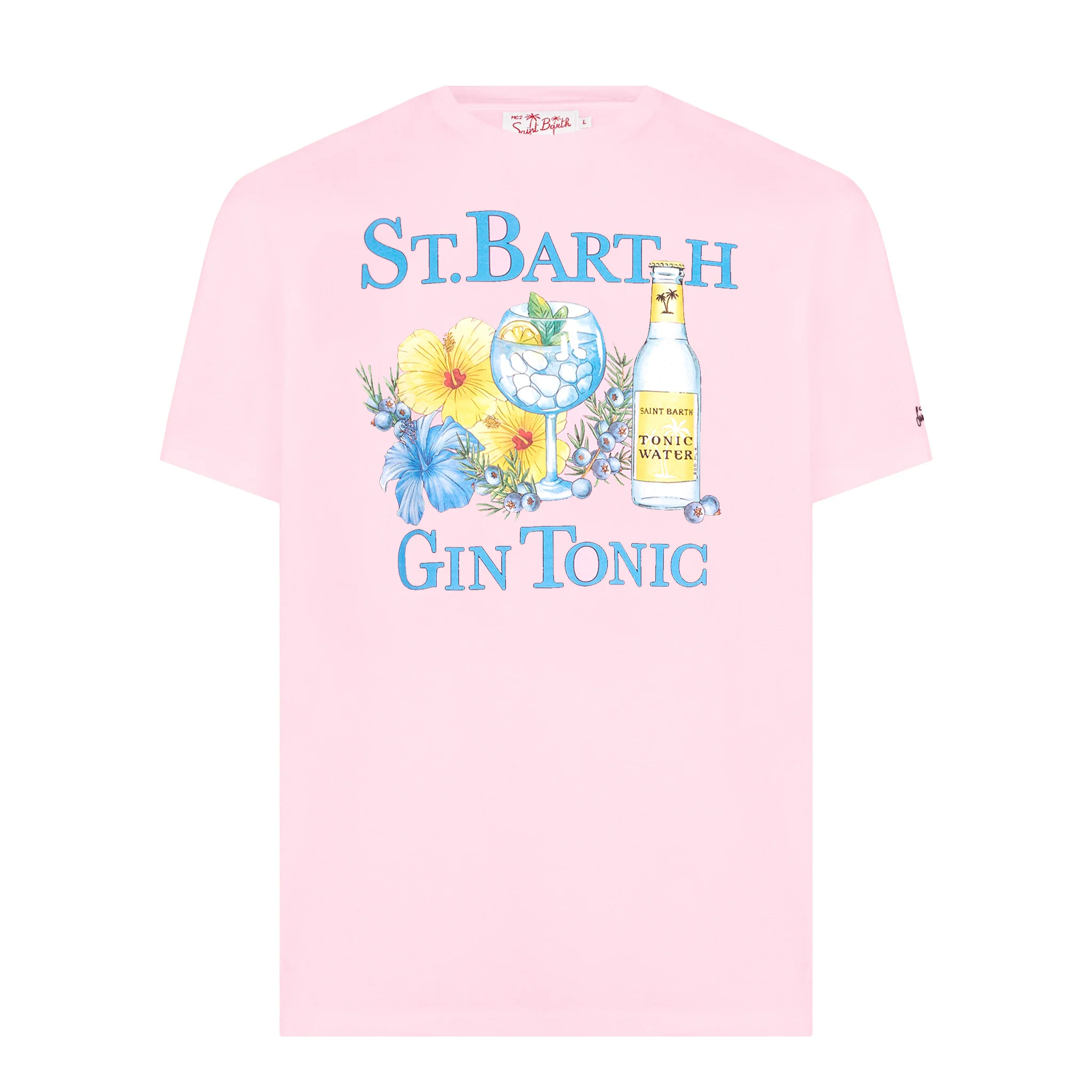 Heren katoenen T-shirt met print van gin en bloemen