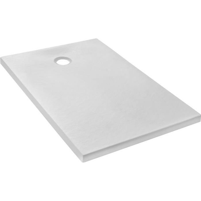JACOB DELAFON Receveur de douche extra-plat Ipso E62302-WPM 100x80x3,5 cm - Garantie 10 ans, Blanc, texture pierre