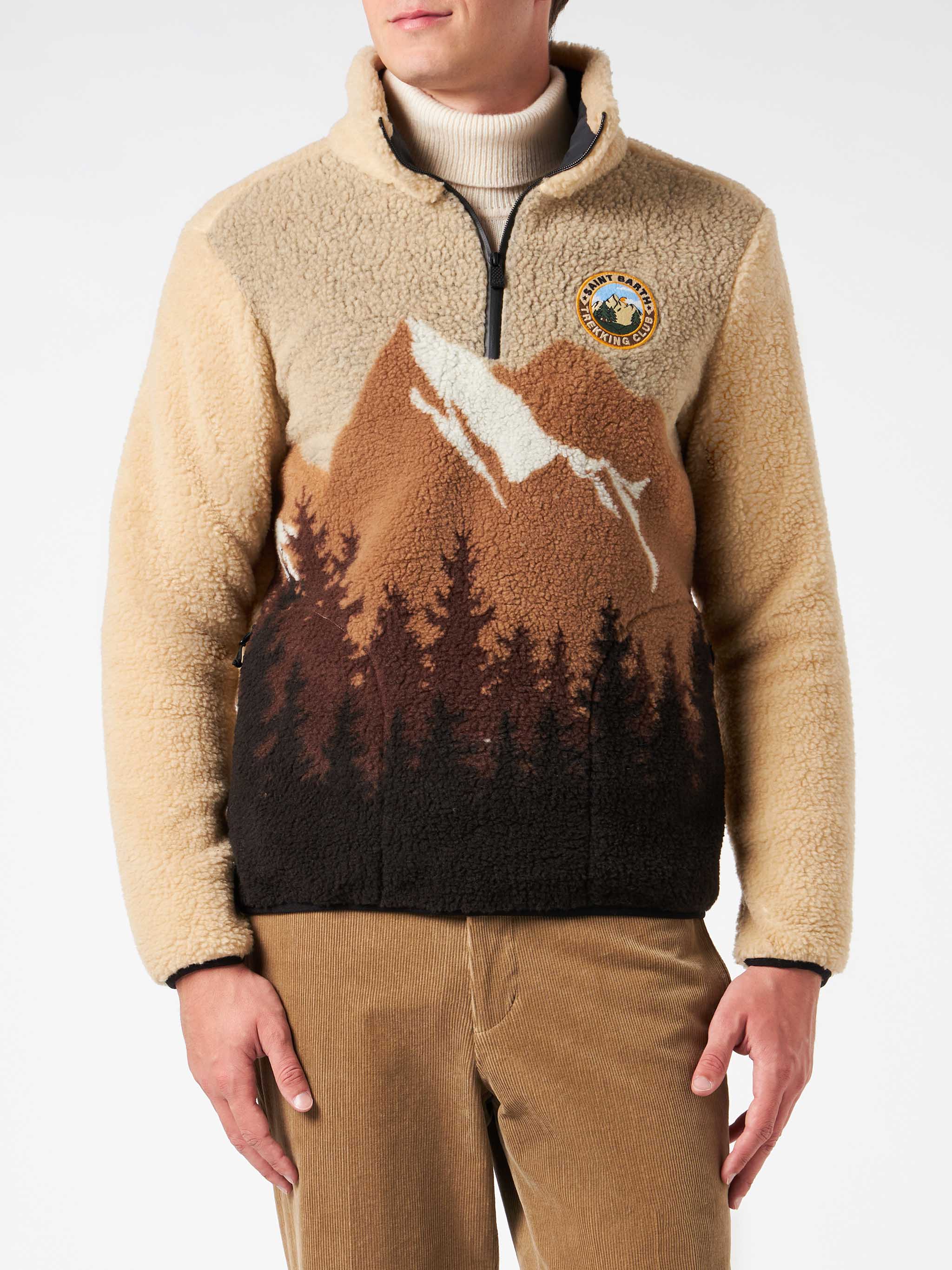 Heren Sherpa-jas met Saint Barth-ritssluiting en -patch