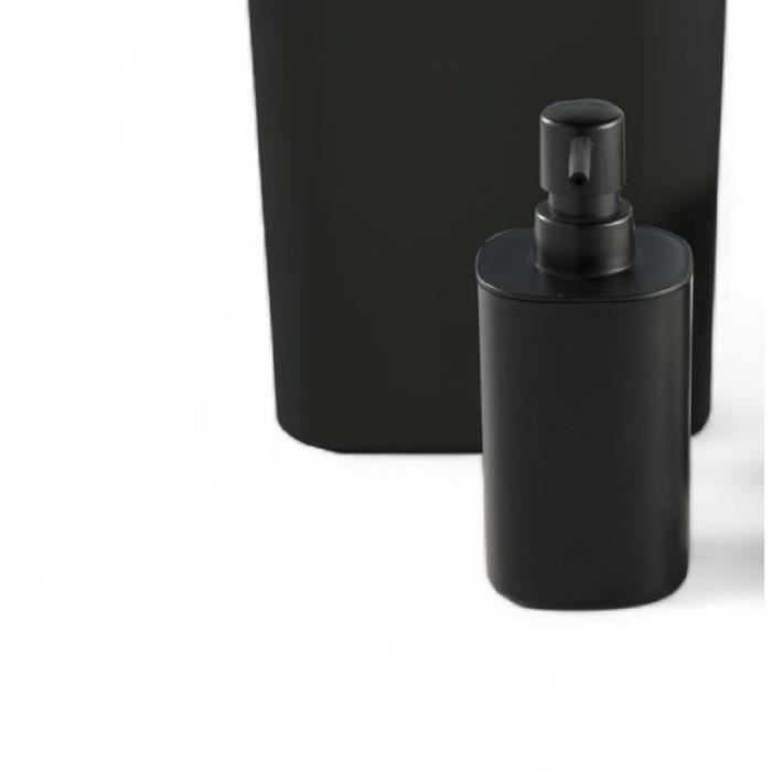 Juego de accesorios de baño de 5 piezas - TODAY - UTILITY - Dispensador de jabón, portacepillos de dientes, jabonera, escobilla de baño, papelera - Negro