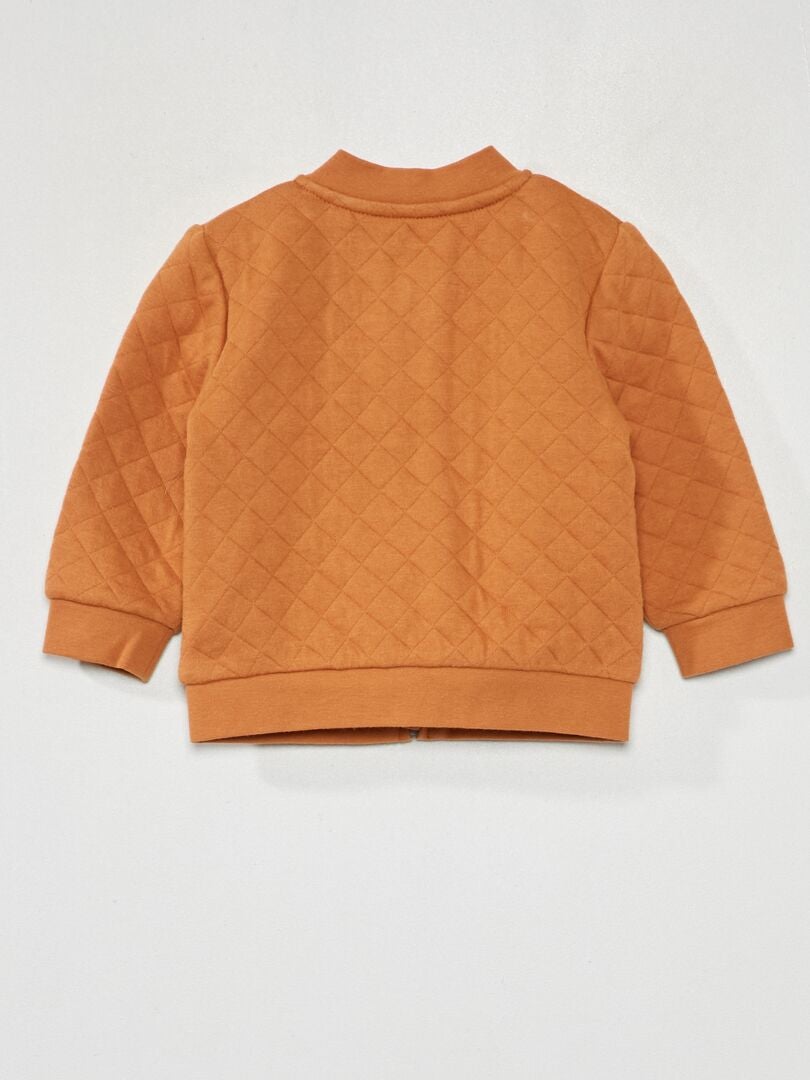 Gewatteerde sweater met ritssluiting - BRUIN