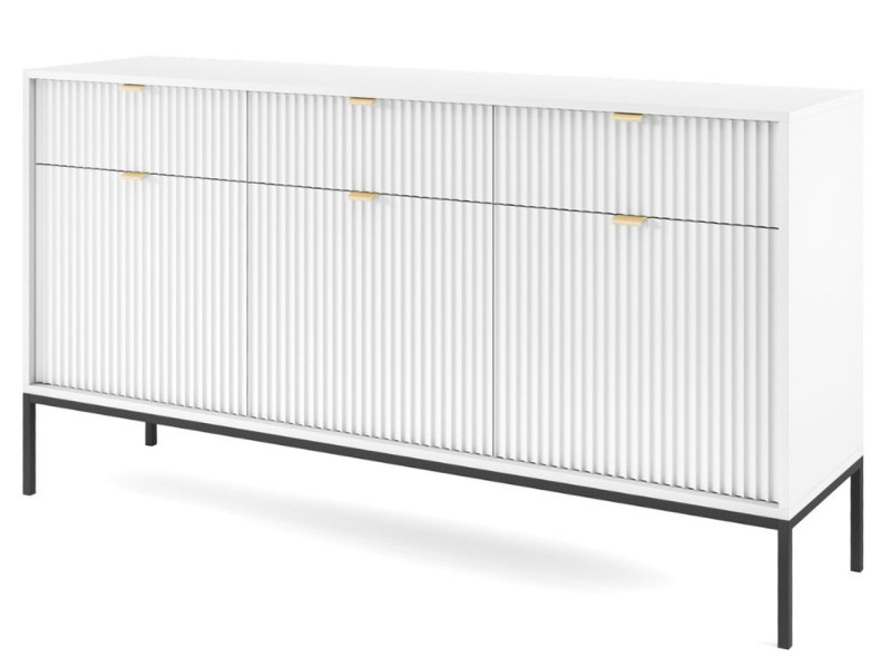 Biała komoda AMBER 154 cm z metalowymi nogami