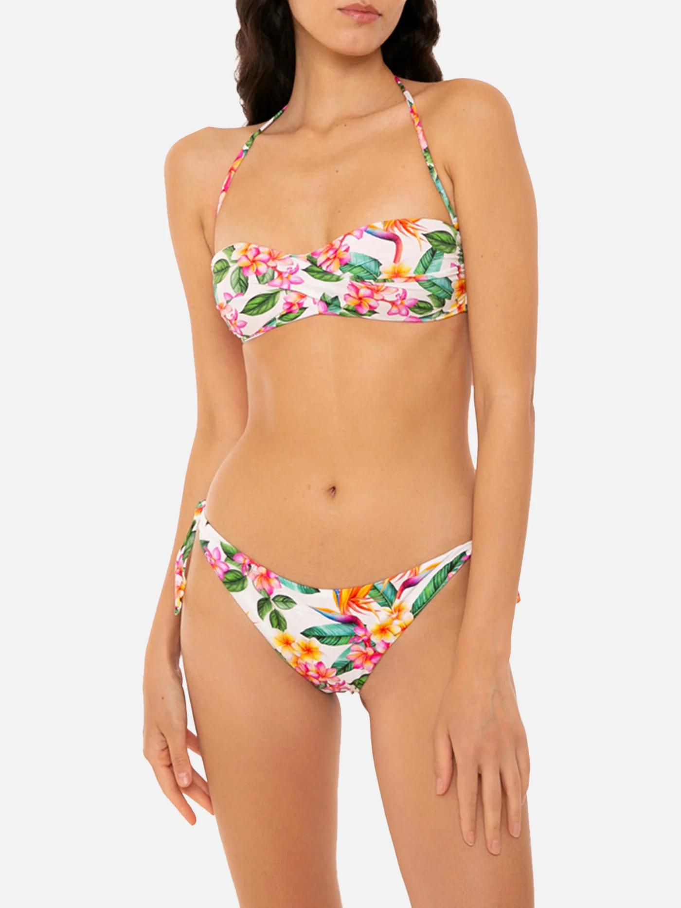 Bikini blanco con estampado floral de colores