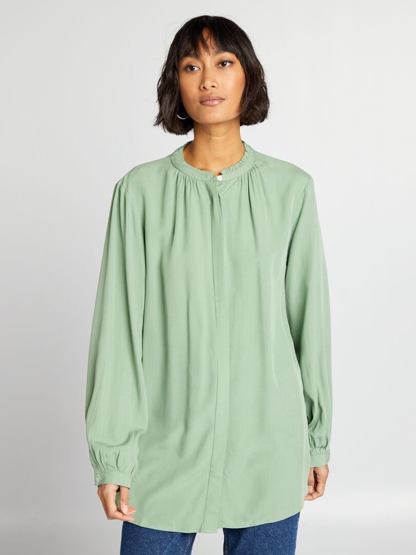 Blusa con cuello mandarín - VERDE