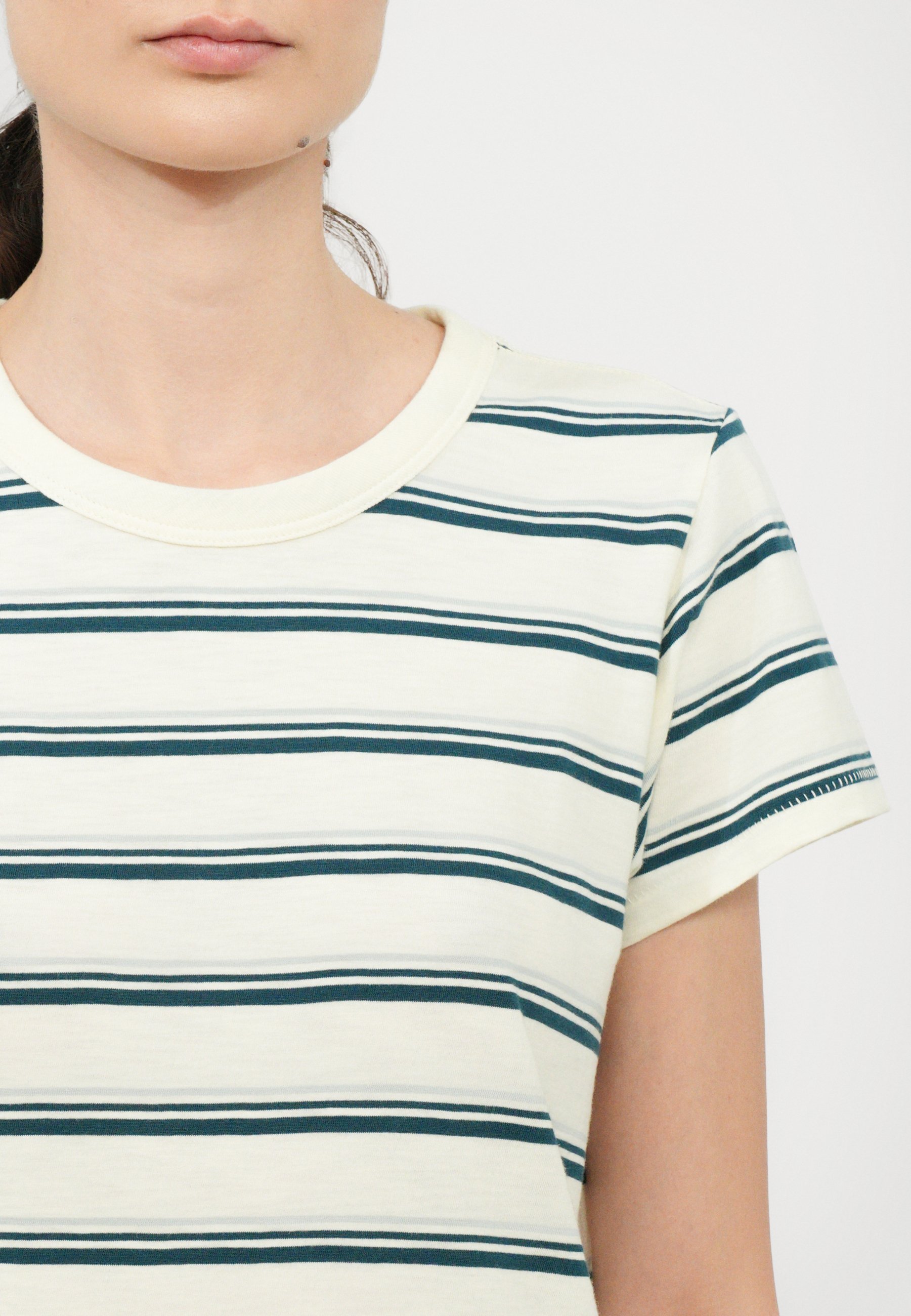 rag & bone THE SLUB STRIPE TEE - T-shirt stampata - bianca