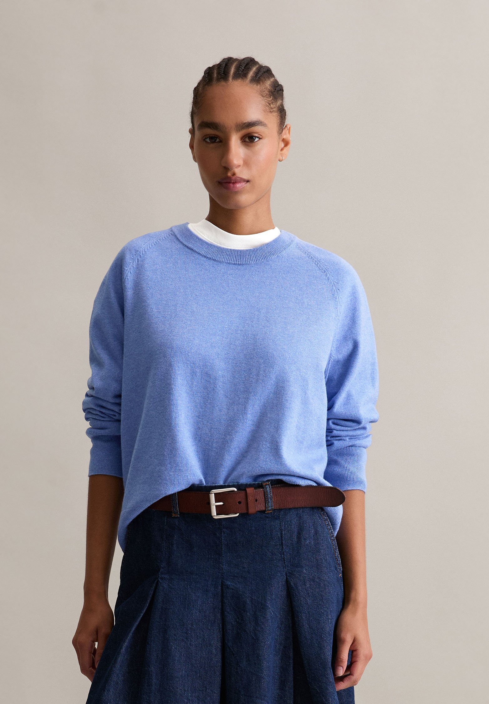 Marc O'Polo DENIM PULLOVER LONG SLEEVE - Sweter - średni niebieski melanż_free_