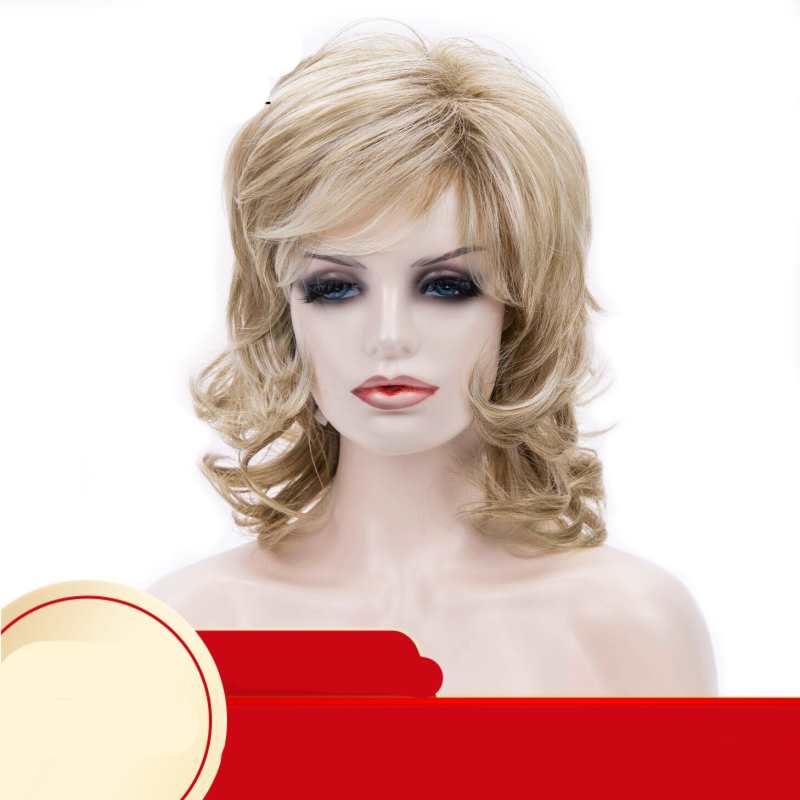 Parrucche bionde corte da donna, acconciature ricce naturali, parrucca sintetica shag, parrucche di ricambio per cosplay con frangia, costume
