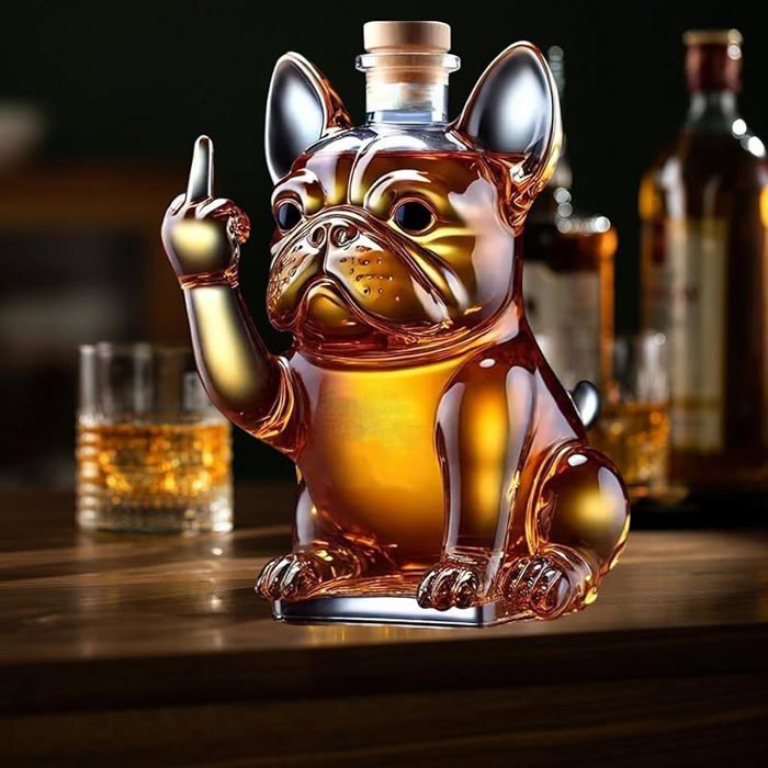 Botella de whisky, decantador para vino y whisky, decantadores de vino o licor mostrando su dedo medio 17,8 x 12,7 x DECANTER