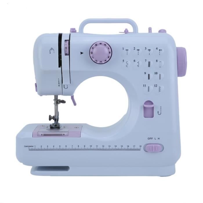 Máquina de coser electrónica para principiantes con 12 puntadas ajustables, multifuncional, portátil, con doble hilo y control de velocidad, luz LED.