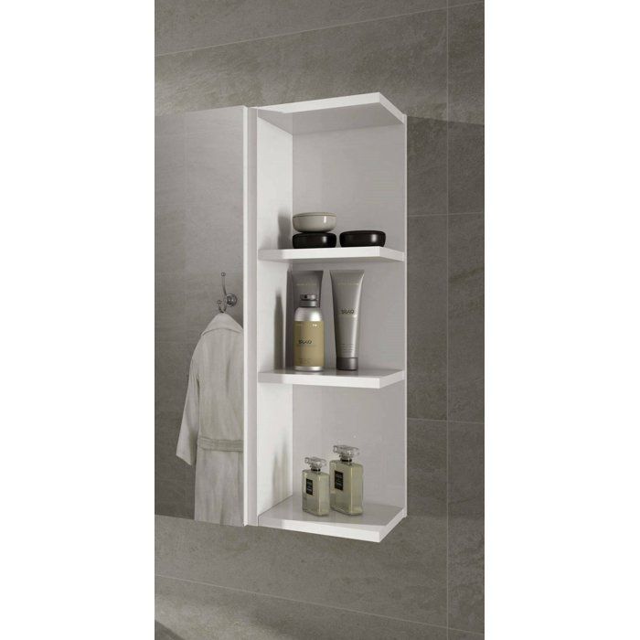 Dmora - Tacoma wandkast, 20 x 19,5 x 65 cm, wit, paneel met houtlook