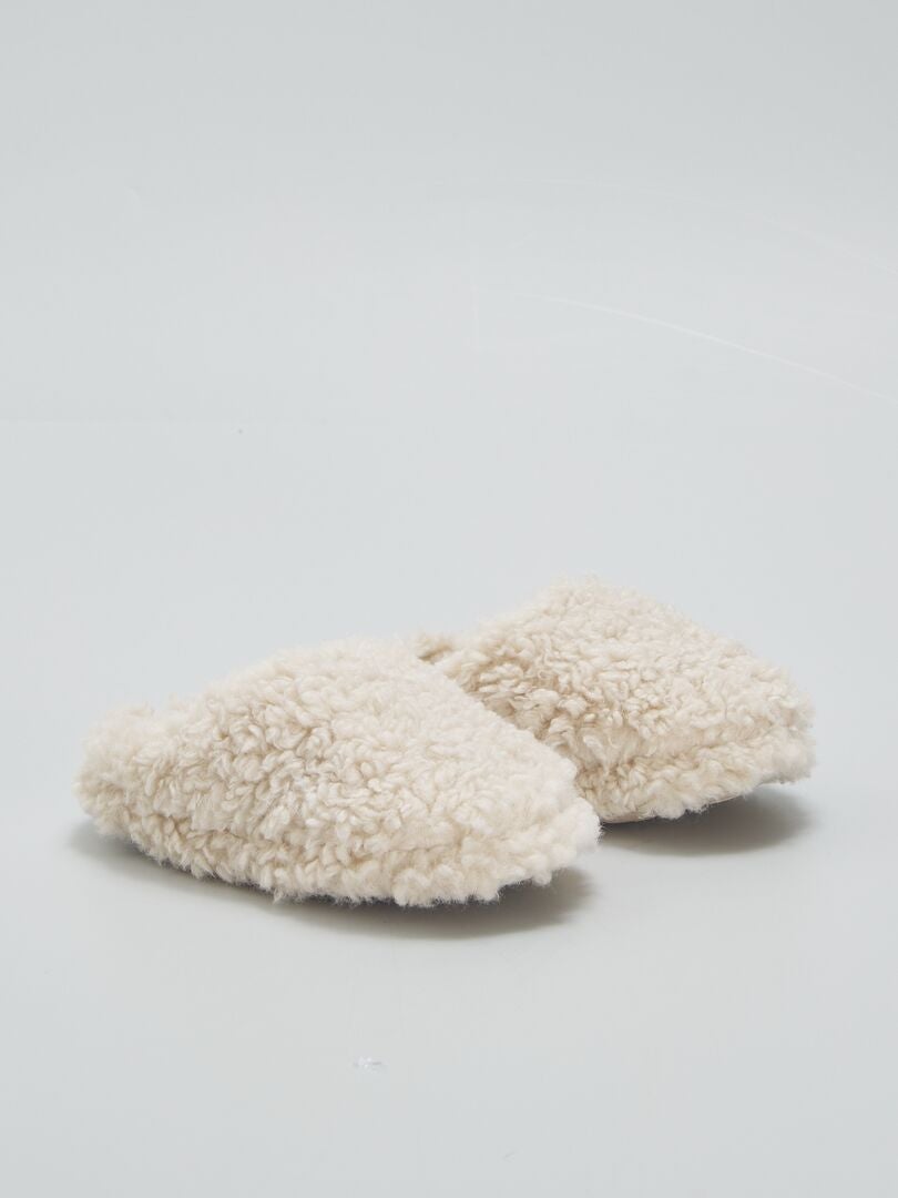 Pantuflas tipo mule de sherpa - BEIGE