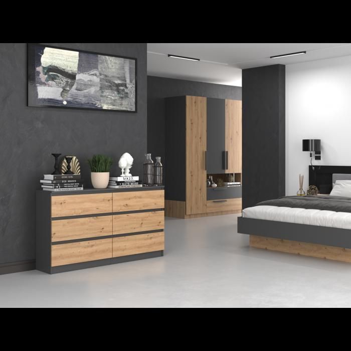 Cómoda - CDF - Aster - 6 cajones - 138x40x75cm - Estilo escandinavo moderno