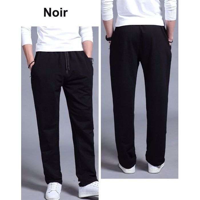 Pantalones deportivos rectos de talla grande para hombre, ropa de hombre - Negro