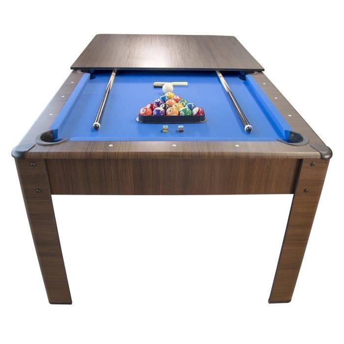 AMBIANCE 7ft Amerikaanse pooltafel - Eikenhouten afwerking met blauw laken