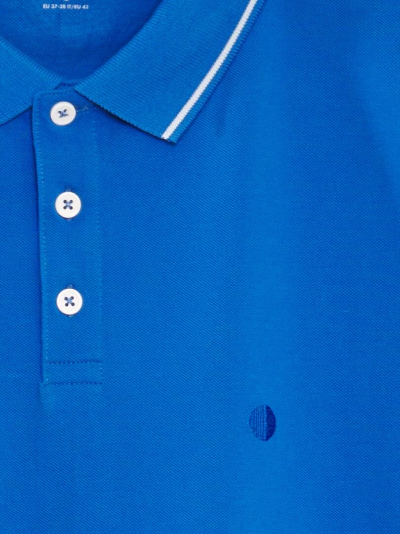 Poloshirt van katoenpiqué - BLAUW