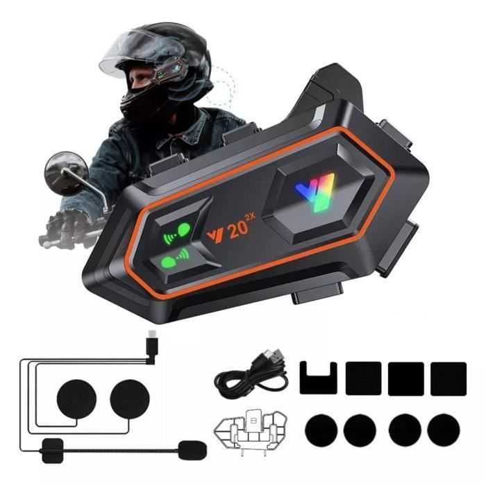 unidad Y20-2x Intercomunicador para motocicleta, dúo para cascos, asistente de voz, walkie-talkie inalámbrico, alcance de 300 m, 30 horas de conversación.