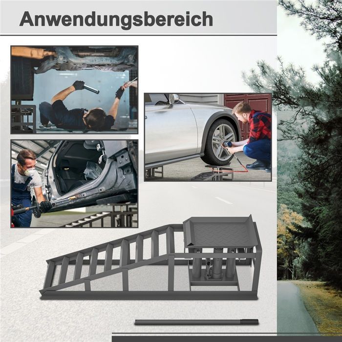 Set van twee verstelbare autoliften: 2-tons autoliften, robuust staal, in hoogte verstelbaar, ideaal voor onderhoud en reparatie.