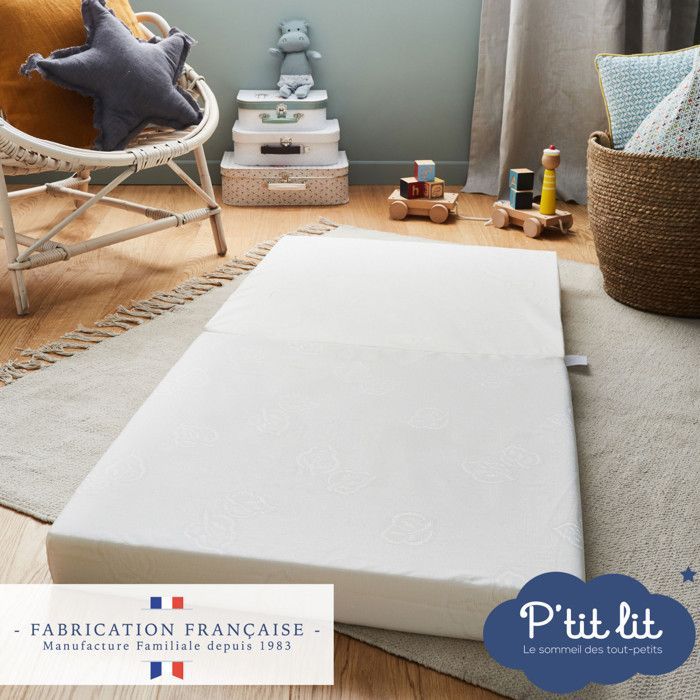 P'tit Lit - Matelas de Voyage Bébé - 60x120 cm - Pliant - Epaisseur 7 cm : Moelleux et confortable - Idéal pour couchage d'appoint