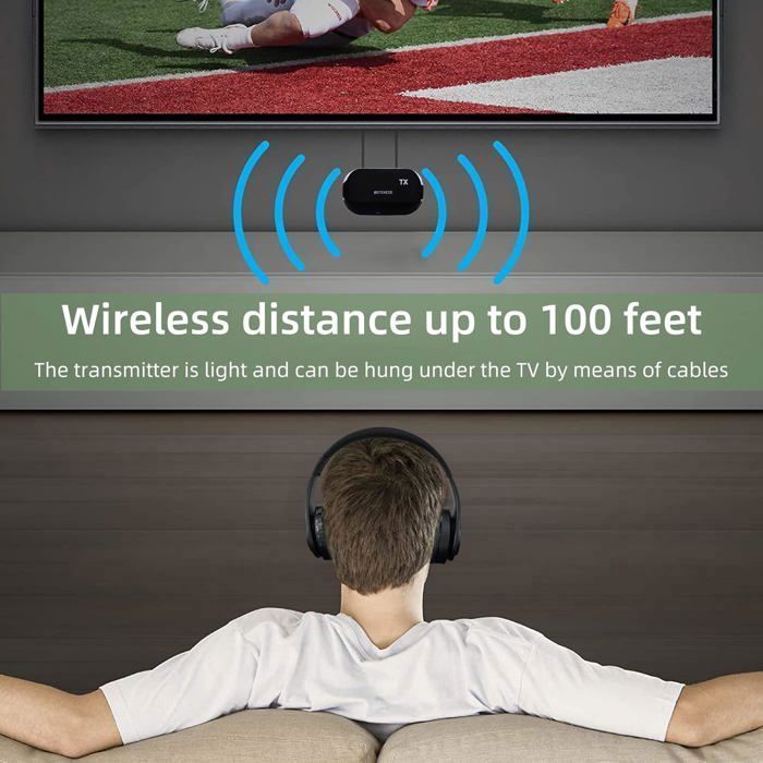 Retekess TA005-TA006 Wireless Headphones for Watching TV, with Transmitter, Supports Optical, Coaxial, AUX, and RCA Inputs