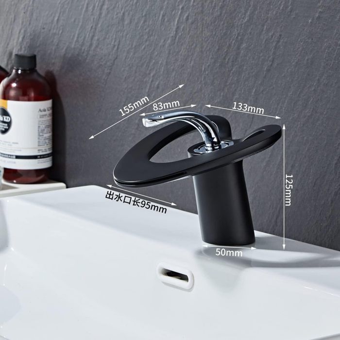 Waterval badkamerkraan, wastafelmengkraan met verstelbare warm- en koudwaterkraan met één hendel en keramische klep.