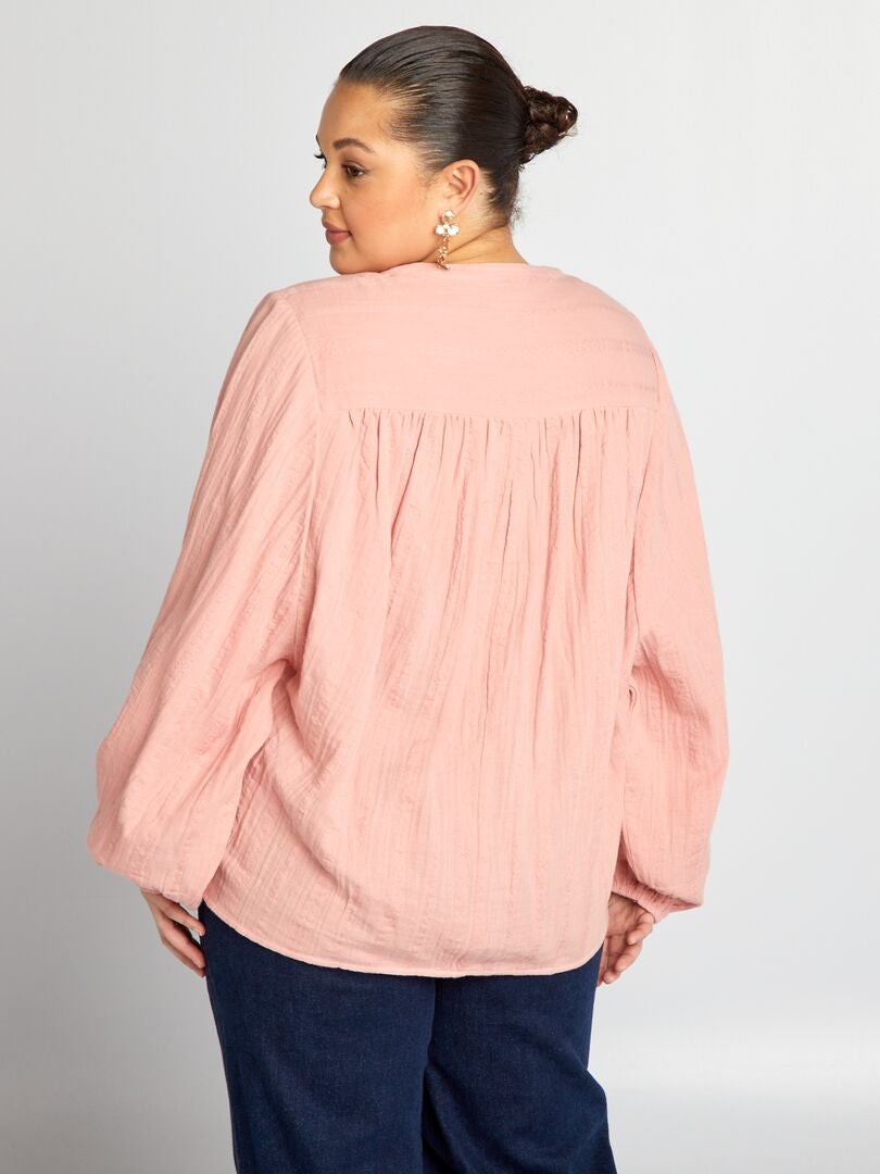 Vestido camisero de doble gasa de algodón - ROSA