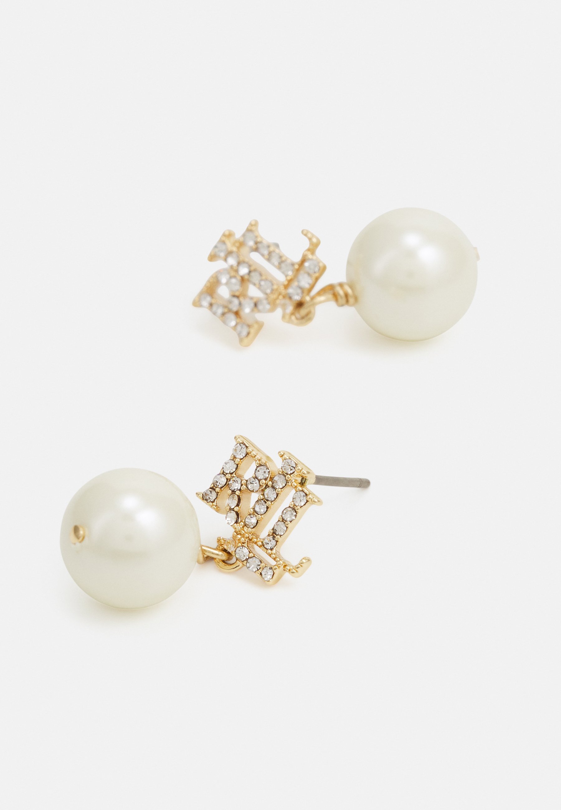Lauren Ralph Lauren LOGO DROP - Oorbellen - goudkleurig/wit