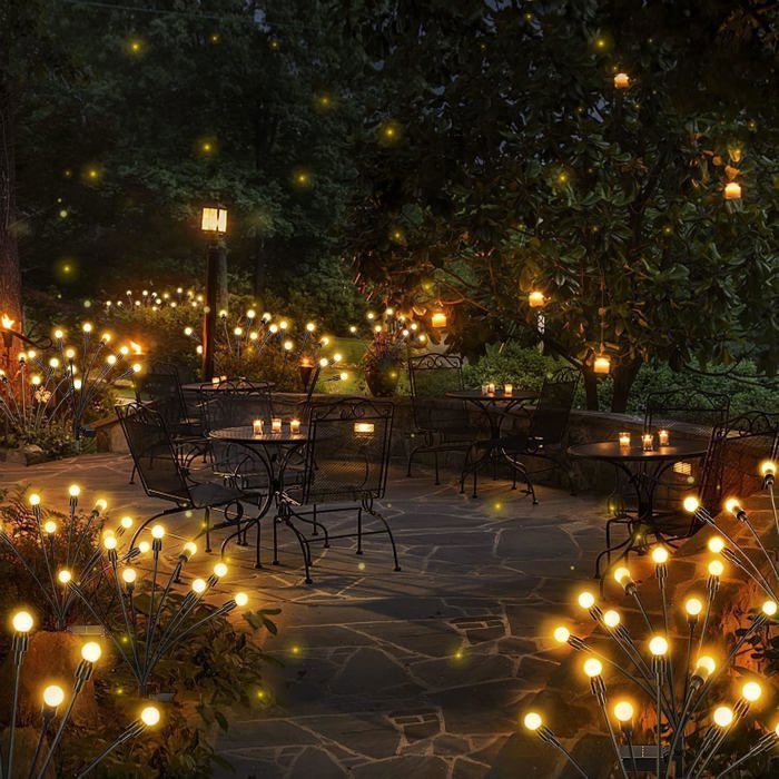 4er-Set Solar-Gartenleuchten IP65 10 LED – Wasserdichte Glühwürmchen-Leuchten für Garten, Terrasse, Hof und Balkon