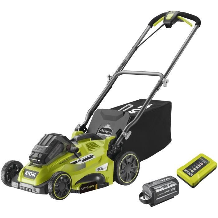 RYOBI - 36V Power Assist™ Lawnmower - 40cm Cutting Diameter - Collection and Mulching + 6.0 Ah High Energy Battery and Charger - RLM36X41H60PG