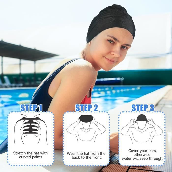 Bonnet de bain - Extra large - Tissu nylon élastique - Confortable - Pour cheveux longs