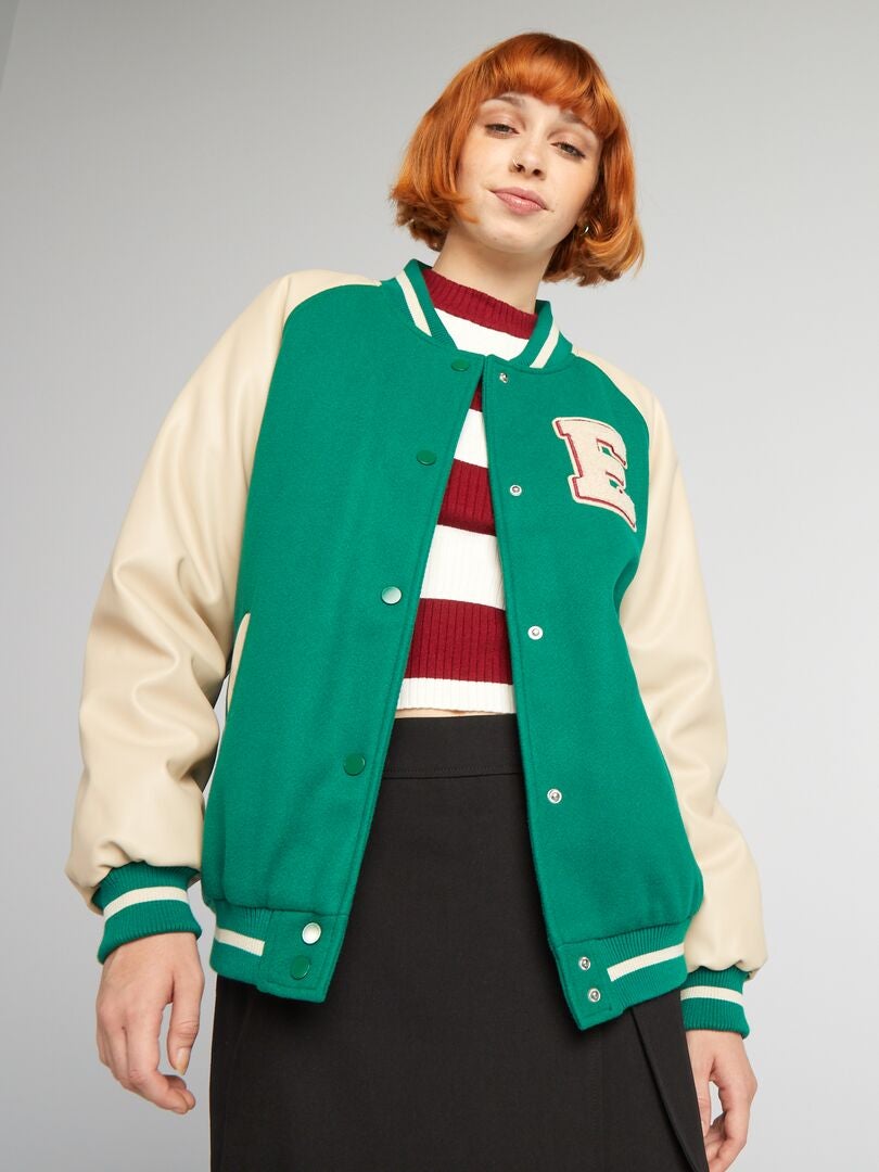 Bomberjack in college-stijl - GROEN
