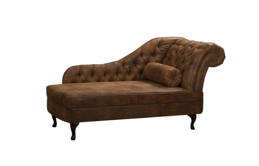 Ropez Chesterfield Pako szezlong prawy zamsz brązowy