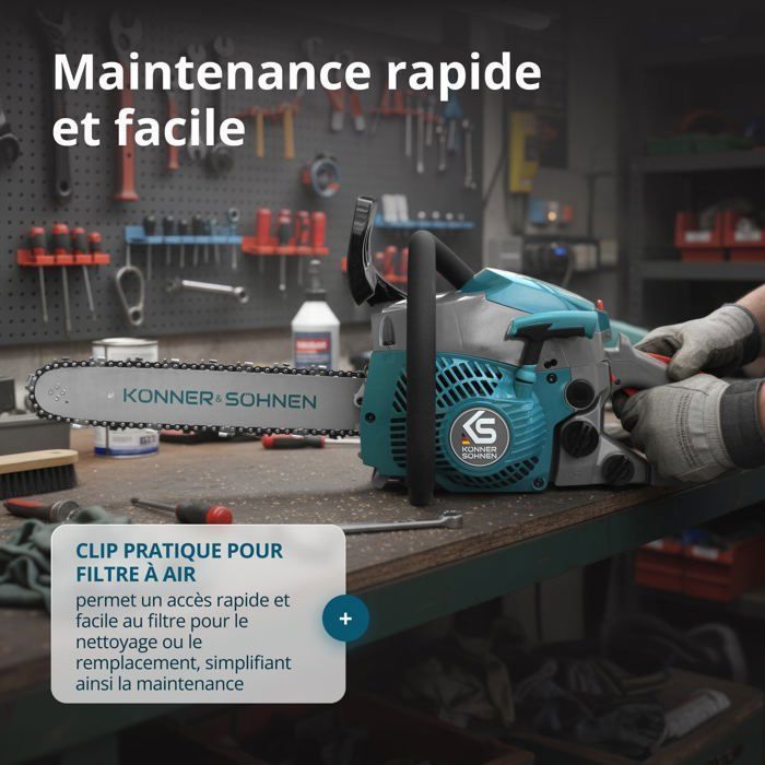 Tronçonneuse à essence Könner & Söhnen KS CS18G-14C - 1350 W - guide 35 cm - tension de chaîne sans outil