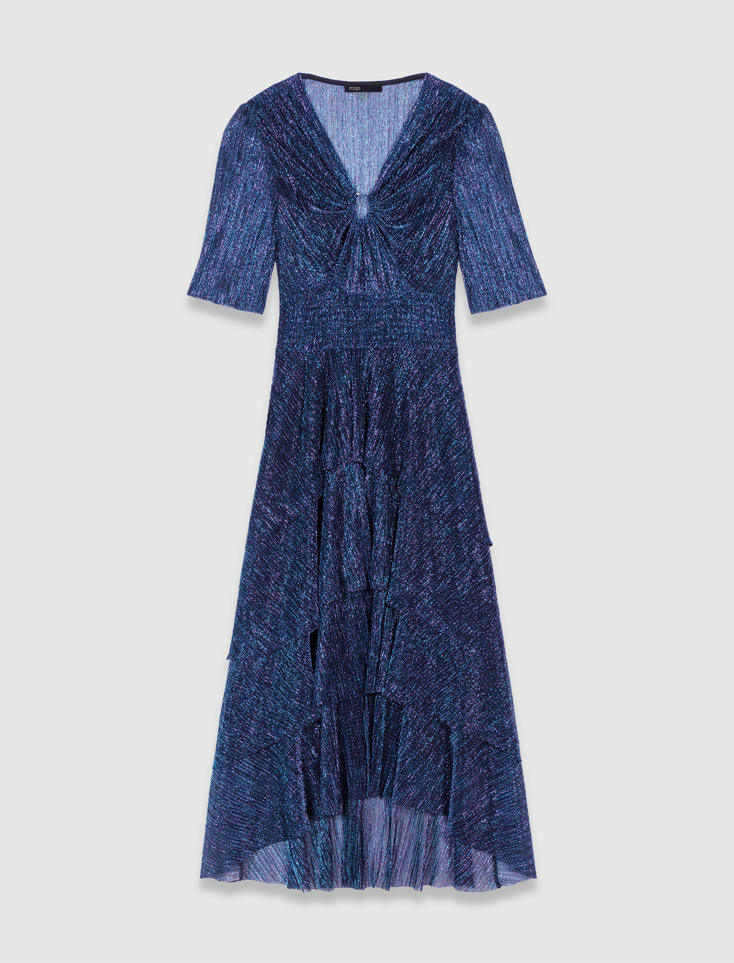 Rochie lungă cu volane - Albastru/Violet