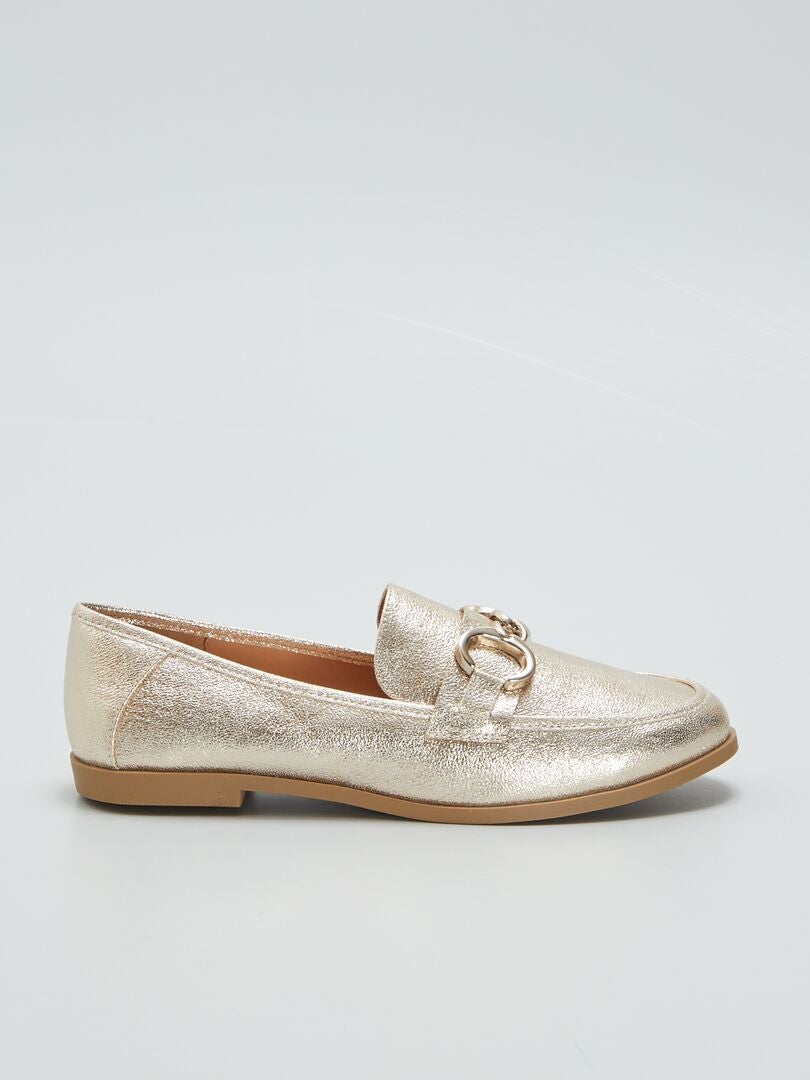 Mocassins dourados com lantejoulas - AMARELO
