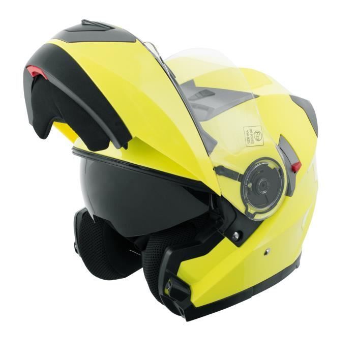 Casco modular de motocicleta con visera convertible y visera solar fluorescente (XXL)