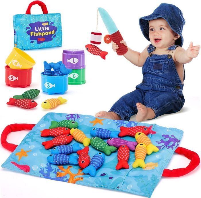Juguete para bebés de 1 año, juego de pesca Montessori para niños, juguete para niña o niño de 6 meses, regalo para bebé