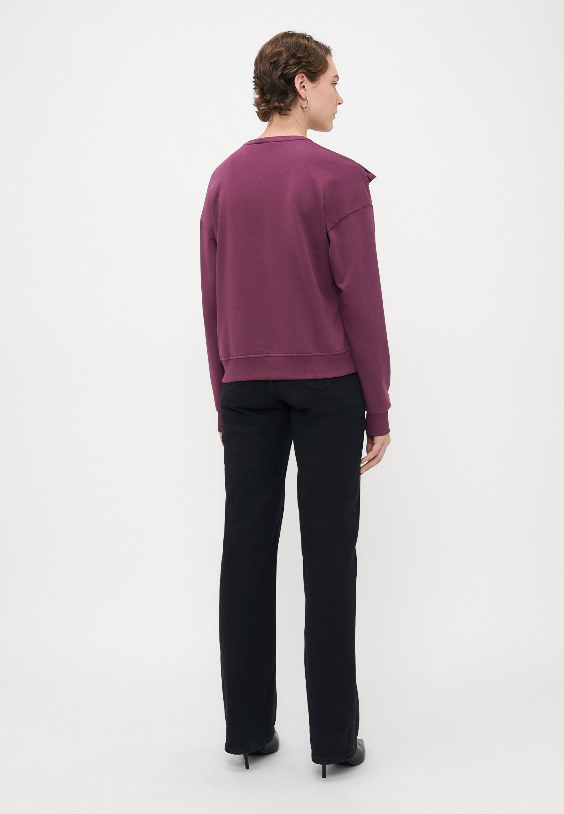 ALLEEN Lange modellen ALLEEN O-HALS MET FRANJES - Sweatshirt - mauve wijnrood