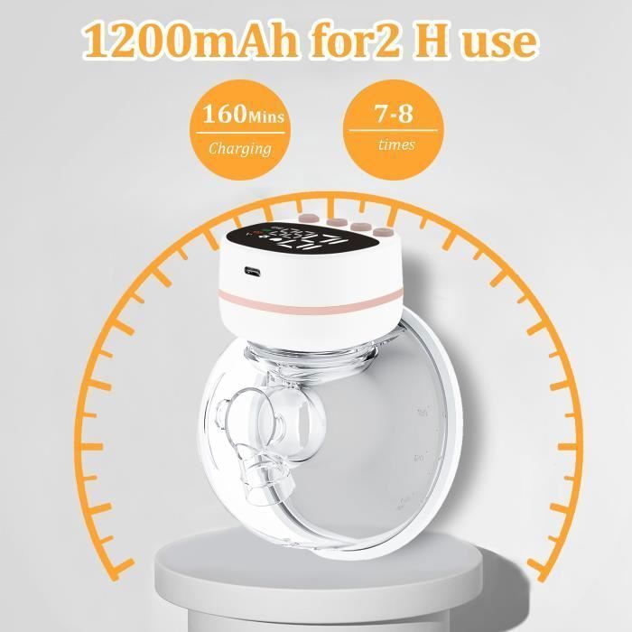 Extractor de leche eléctrico manos libres, extractor de leche eléctrico portátil de 200 ml con 5 modos/15 niveles, memoria de tiempo, pantalla LED, funcionamiento silencioso.