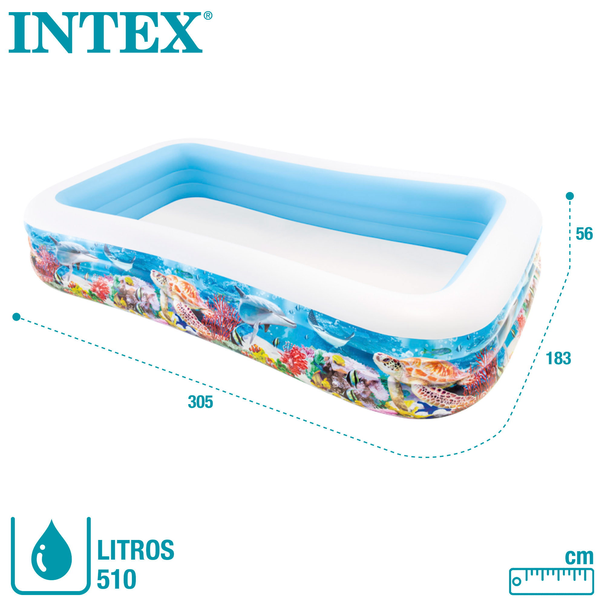 Piscina inflável tropical Intex 305x183x56 cm - 1020 litros
