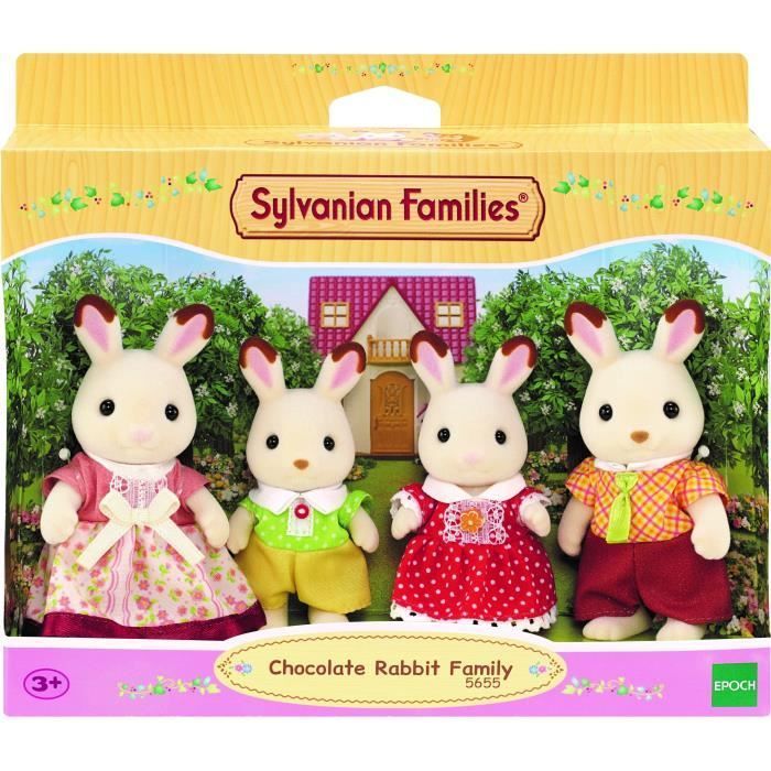 Schokoladenhasenfamilie – Sylvanian Families – 5655 – Bewegliche und bekleidete Figuren – Ab 3 Jahren