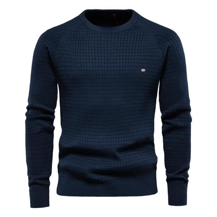 Jersey de punto informal de manga larga para hombre, color liso, tejido cómodo, ideal para otoño e invierno - Talla europea