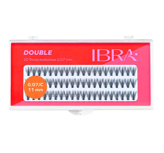 Ibra Sztuczne rzęsy Double kępki czarne C0,07 11mm