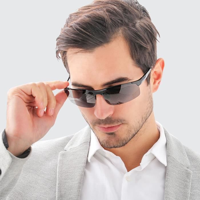 Óculos de Sol Masculinos, Alumínio Magnésio, para Dirigir ao Ar Livre, Lentes Polarizadas, Estilosos, Cor Preta