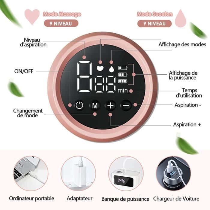 Tire Lait Electrique Double,Tire-lait Portable Anti-Refoulement,Pompe à Lait Rechargeable avec 2 Mode et 9 Niveaux Vitesse,Sans BPA