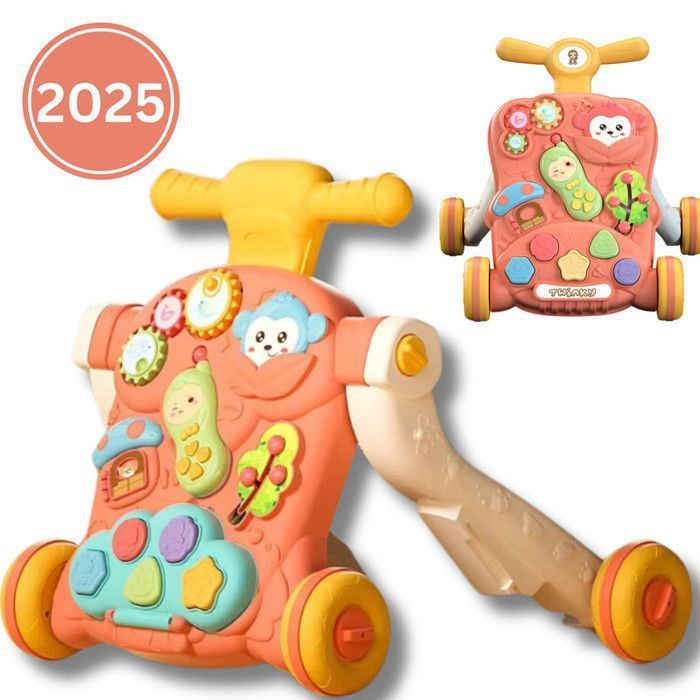 Twinky Trotteur de luxe - TWINKY - Rose - Poussette pour Bébé avec Jeu Interactif - Frein à Vitesse Réglable et Téléphone Amovible