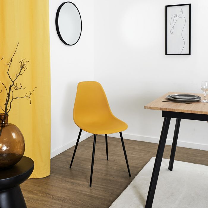 Chaise - Home Deco Factory - Gustav - Design épuré - Jaune