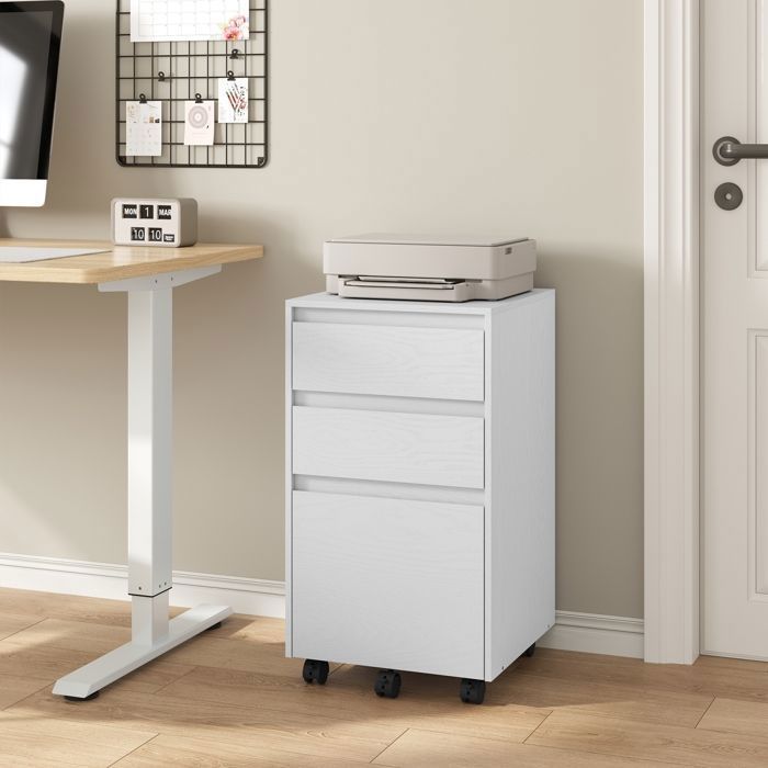 Cajonera móvil WOLTU - Mueble de oficina con 3 cajones - 40x40x70cm - Blanco W0ATT0863